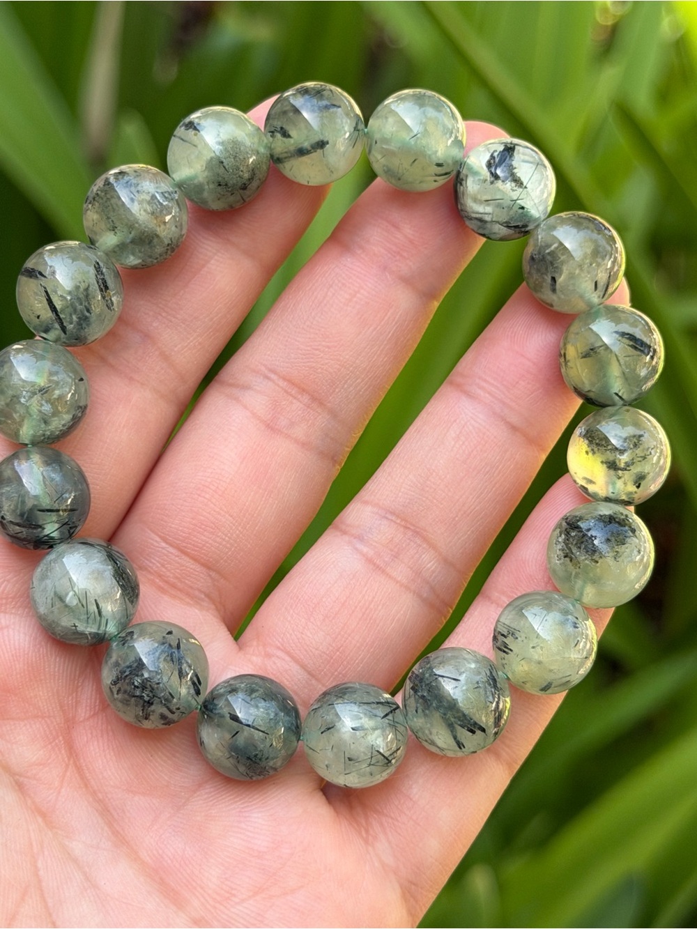 12mm Stretchable Green Prehnite Bracelet 2067